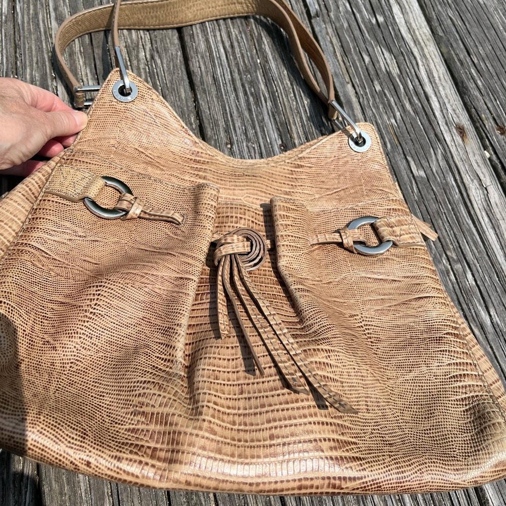 LANCEL PARIS SNAKESKIN SHOULDER BAG, beige